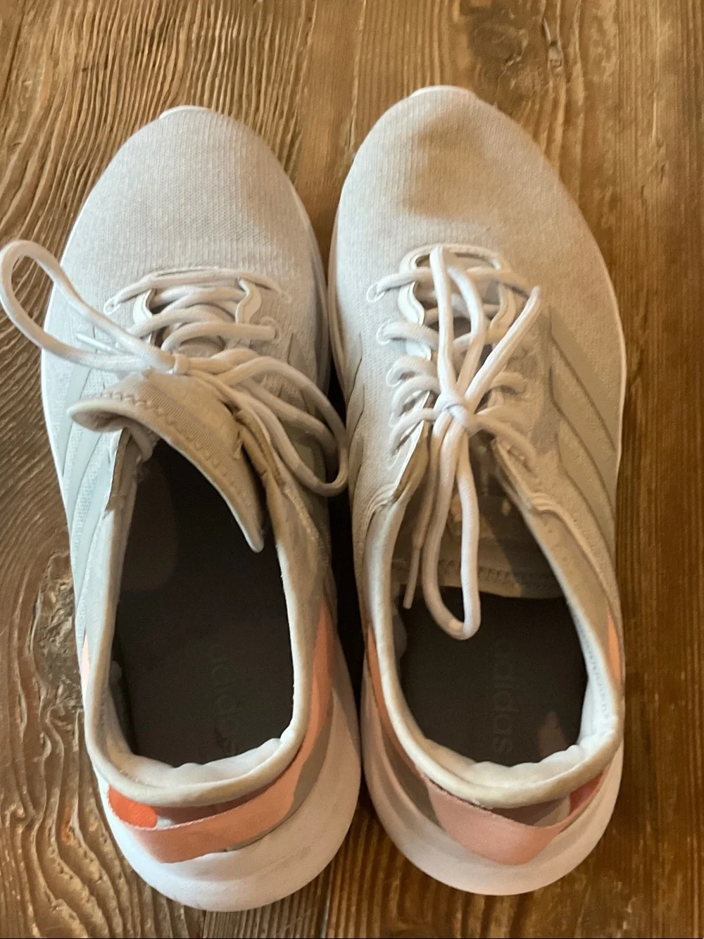 adidas Light Green Athletic Sneakers with Coral Accent